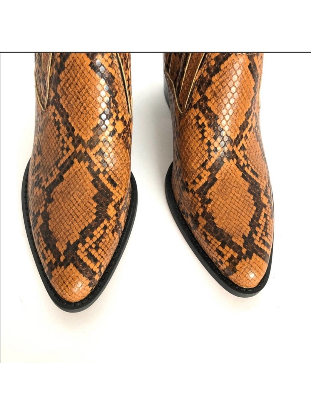 Coach Perri Caramel Snake-Print Ankle Booties with Low Block Heel, 9.5 - Picture 2 of 4